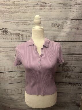 Calvin Klein Jeans Lilac Ribbed Polo top size medium